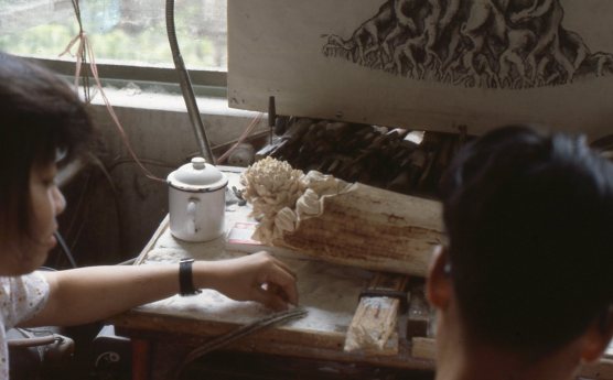 Flower carved from ivory, Guangzhou, 1982